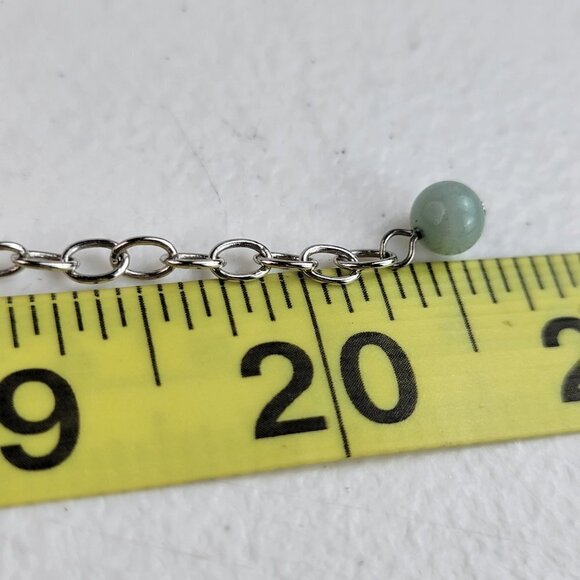 Natural Stone Multigem Beaded Necklace 20 inch Blue Green Beige Silver-Tone - Picture 13 of 14